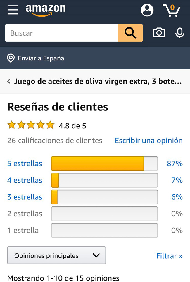reseñas de clientes en Amazone 