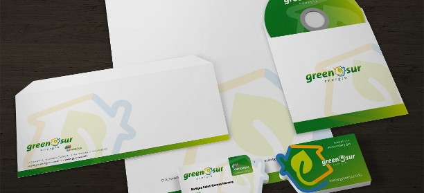 DIseño papelería corporativa para la empresa Green Sur.