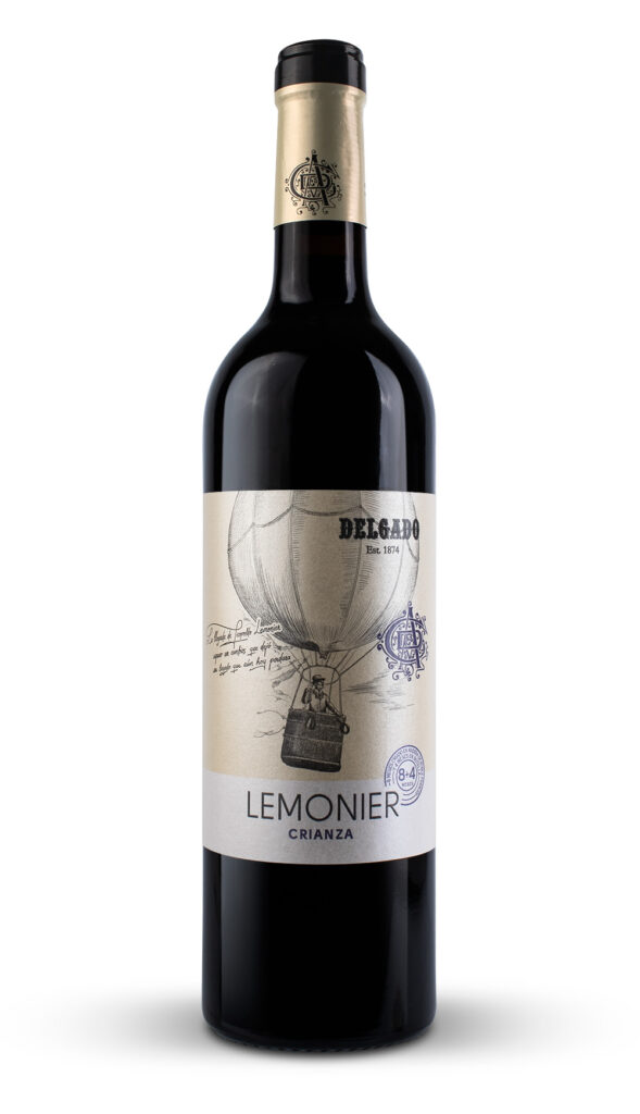 Diseño etiqueta vino tinto Lemonier para Bodegas Delgado