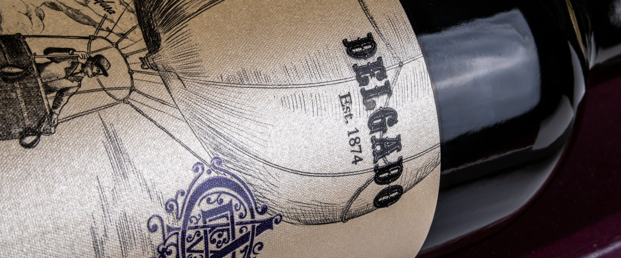 Diseño etiqueta vino tinto Lemonier para Bodegas Delgado