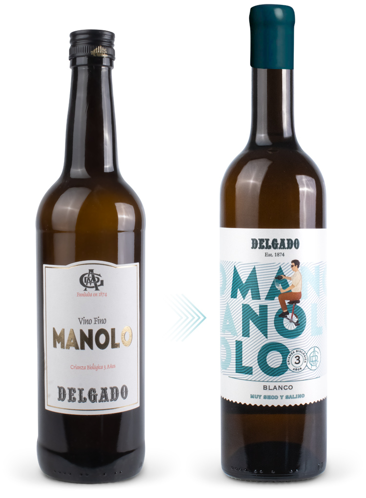 Diseño de etiqueta de vino seco Manolo