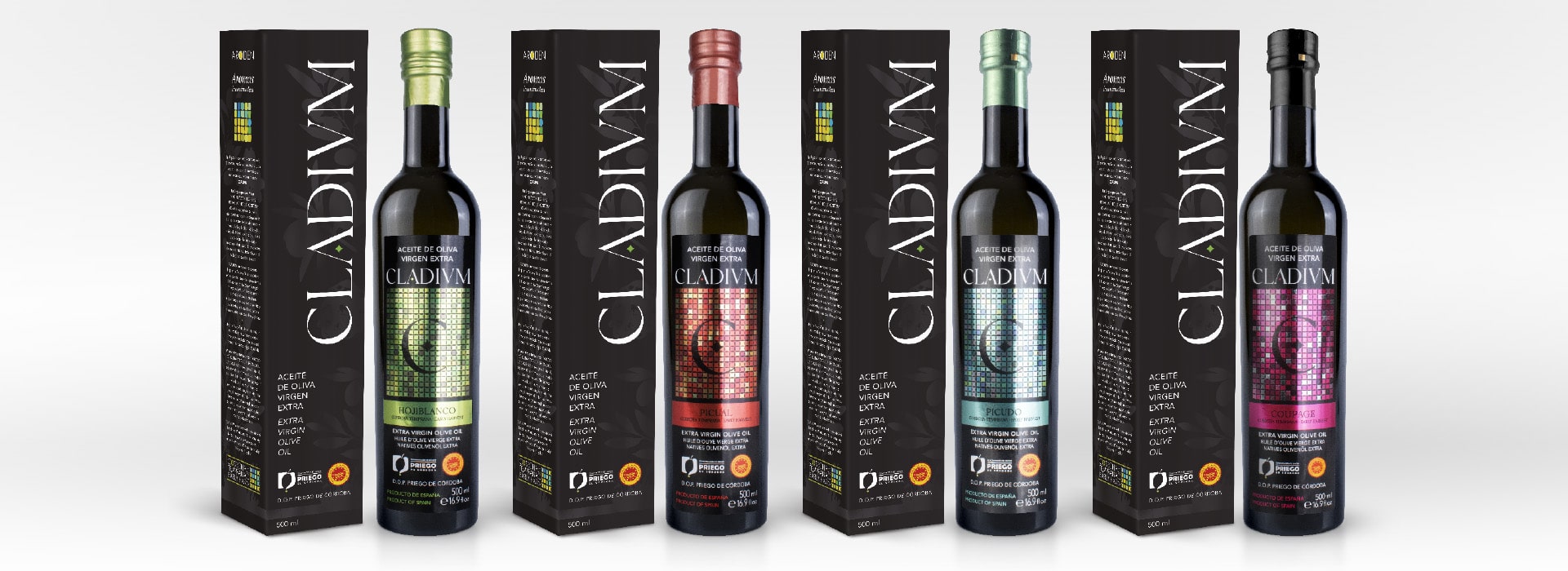 Aceite Claudium Diseño de etiquetas para aceite de oliva