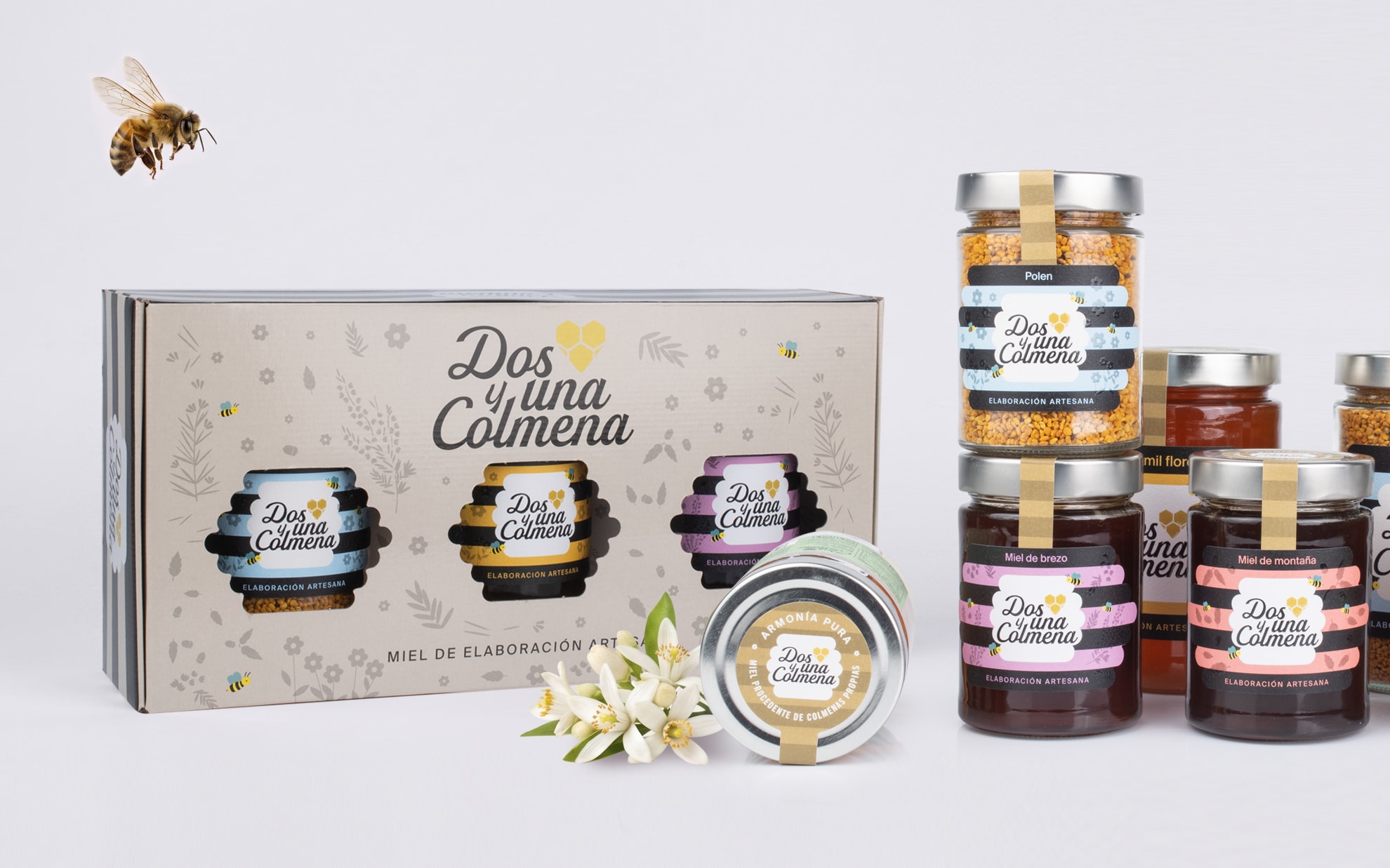 Branding y Packaging para Dos y una Colmena – Miel Artesana